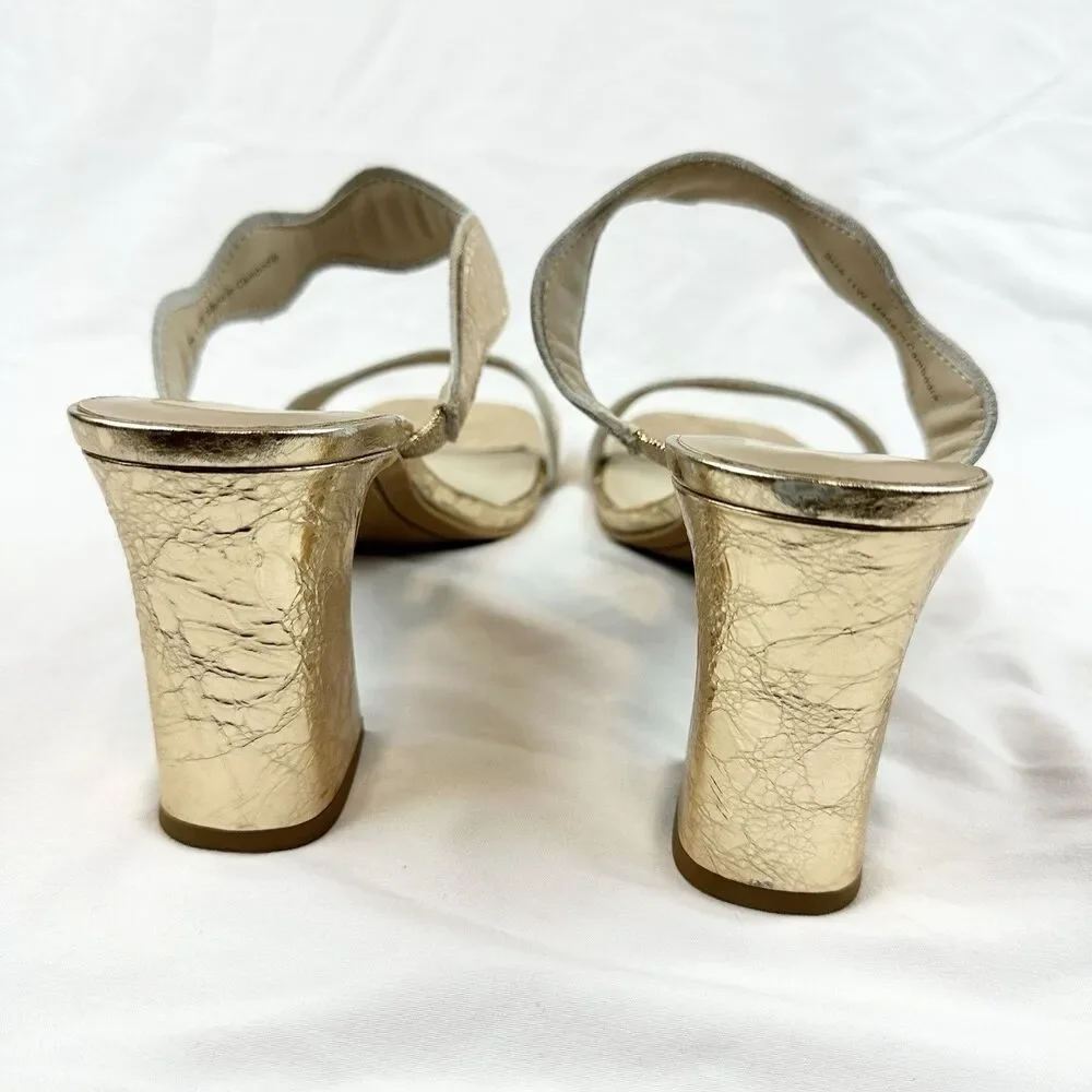 Dolce Vita Ilva Women's Sz 11W Gold Heeled Mule Sandals Chunky Heel